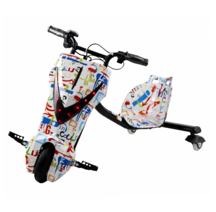 Graffiti Style 36V250W Children’s Electric Scooter 8-inch Safety Drift with Three 360 Degree Rotating Wheels -enabled