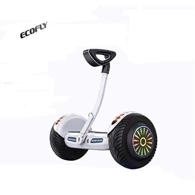White 8/10 Inch Leg Control Self Balancing Scooter With Shock Absorber & Lights