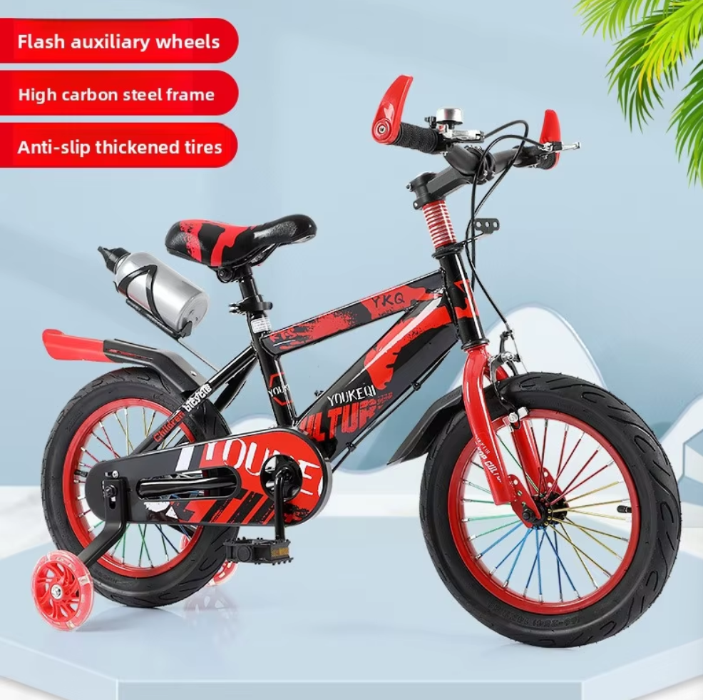 Boys Girls Mountain Bike 12/18 Inch, Carbon Steel Frame Soft-Tail Front Rear Brakes 3-9 Years Old