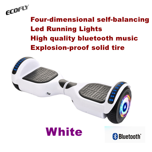 ECOFLY White Hoverboard LED Lights Bluetooth Music Speaker