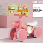Ecofly 4-Wheel Balance Scooter 1-3 Years Beginner Training Glider Toddler Walkers No Pedals Durable Plastic Baby Sports