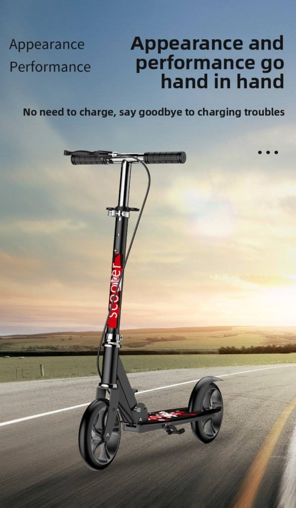 Portable Child Scooter Lightweight Foldable 2-Wheel Handbrake Metal Polyurethane Material 5kg