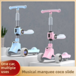Daily Use Wholesale New Plastic Scooter Tricycle Model 008 Three-in-One Folding Scooter Seat Included Can Sit Slide