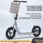 Two-Wheel Kick Scooter Iron Frame Foldable, New Push-Along Type for Adult Student Campus Daily Commute