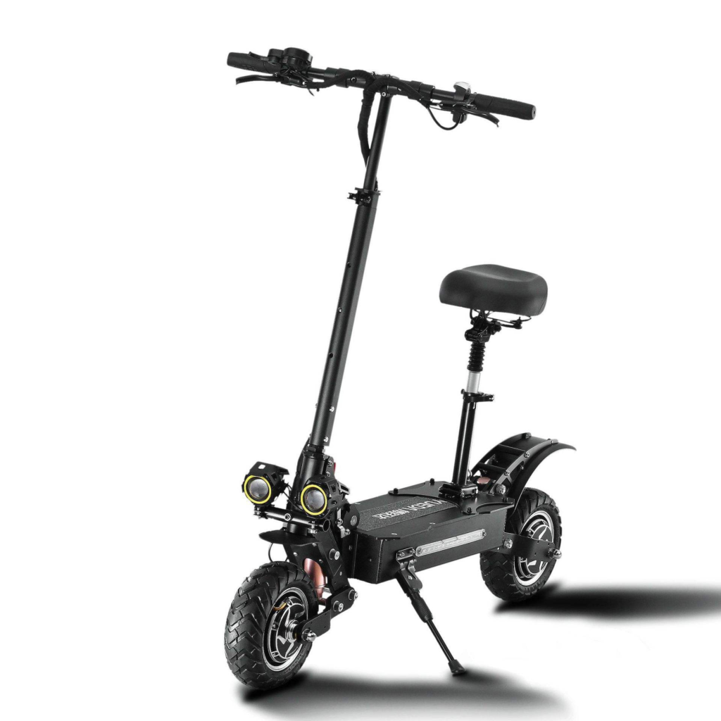 Adult Off-road Electronic Scooter with Seat Folding Two-wheel Work Scooter Portable Small Driving Battery Car 31-40km/h