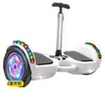 ECOFLY Children's Hoverboard with Handlebar - RGB Light-Up Wheels, Self-Balancing Scooter (White)