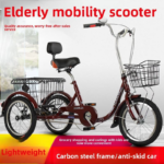 Lightweight Compact Folding Adult Tricycle for Seniors Middle Aged People With Open Storage Basket Leisure Commute Mobility Bike
