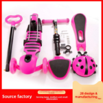 Children Kick & Mobility Scooter, Mihao Push-and-Ride Tricycle Height-Adjustable Iron Frame Lights Supply