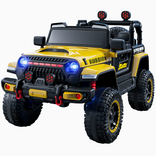 Yellow Kids Remote Controlled Electric Off-Road Four-Wheel Vehicle Dual Drive Toy Car 50kg Load for 1-6 Years Children