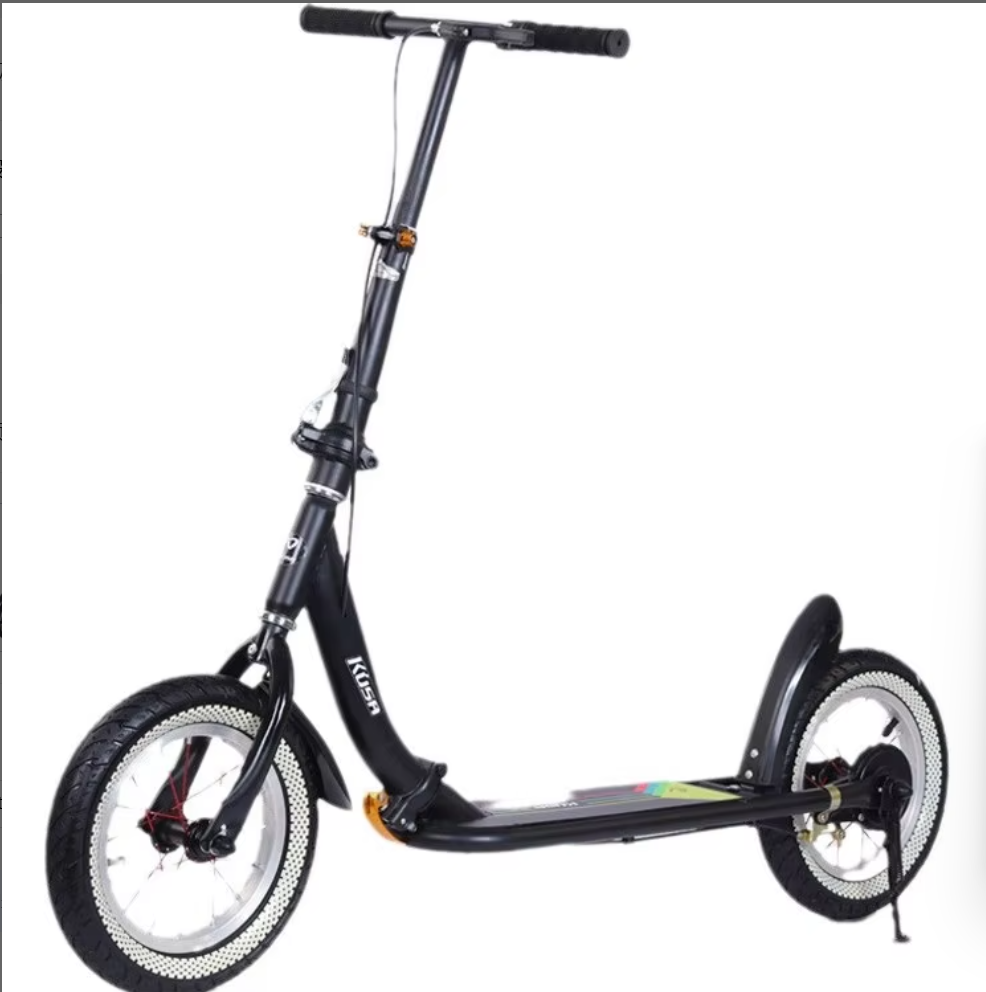 New Campus Commuter Kick Scooter, Two-Wheel Foldable Iron Frame Push-Along for Adults Kids and Teens