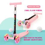 ECOFLY Foldable 3-Wheel Kids Kick Scooter - Pink Balance Training Toy