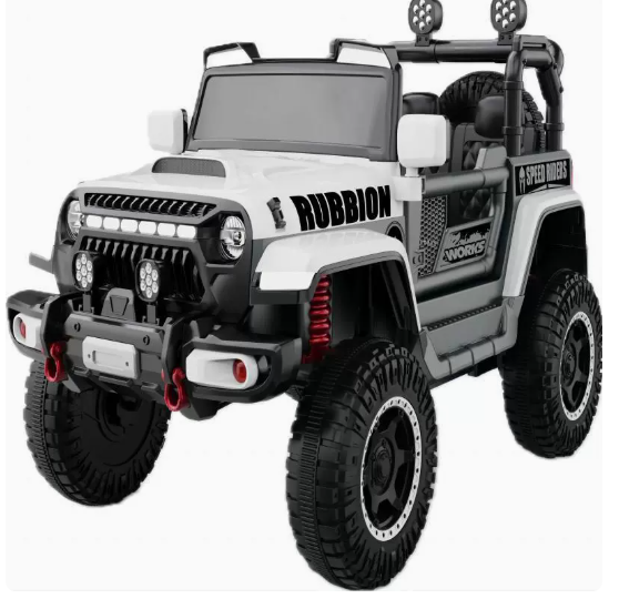 White Kids Remote Controlled Electric Off-Road Four-Wheel Vehicle Dual Drive Toy Car 50kg Load for 1-6 Years Children