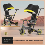New Arrival Toddler Sunshade Pedal Tricycle Foam Wheels Portable Foldable Alloy Frame Training Wheels Riding Bike