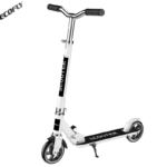 145 White Outdoor Sports Straight 2 Large Wheels Foldable Portable Kick Scooter Iron Steel Frame