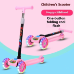 ECOFLY Foldable 3-Wheel Kids Kick Scooter - Pink Balance Training Toy