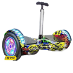 ECOFLY Children's Hoverboard with Handlebar - RGB Light-Up Wheels, Self-Balancing Scooter (White)