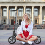 Outdoor Child Kick Scooter Portable Folding Iron Frame Double Handbrake Polyurethane Wheel