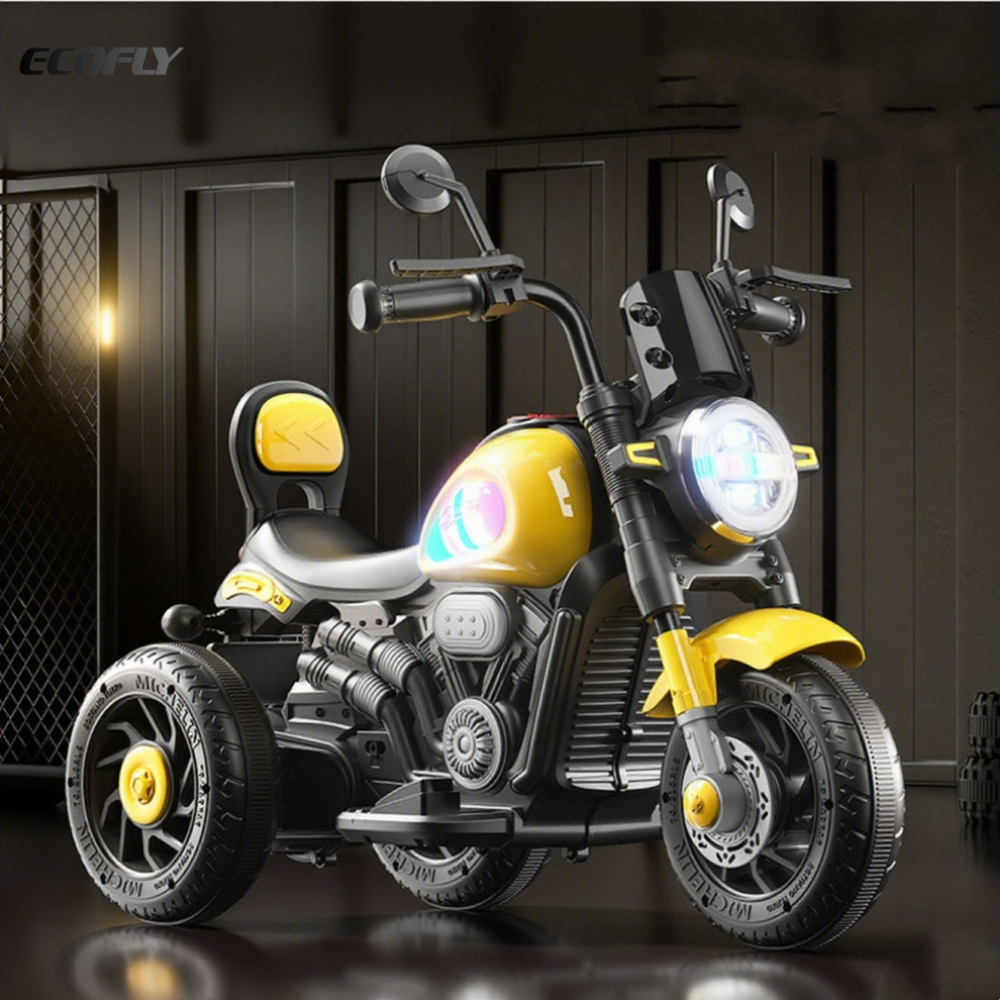 Ecofly Factory-Supplied Rechargeable Dual-Drive Red Plastic Tricycles Motorcycles Electric Children's Sports Entertainment 2-8