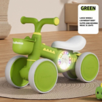 2026 Ecofly Green 1-3 Years Baby Balance Bike-Durable Plastic 4-Wheel No Pedals Walker Glider Beginner Learning Scooter