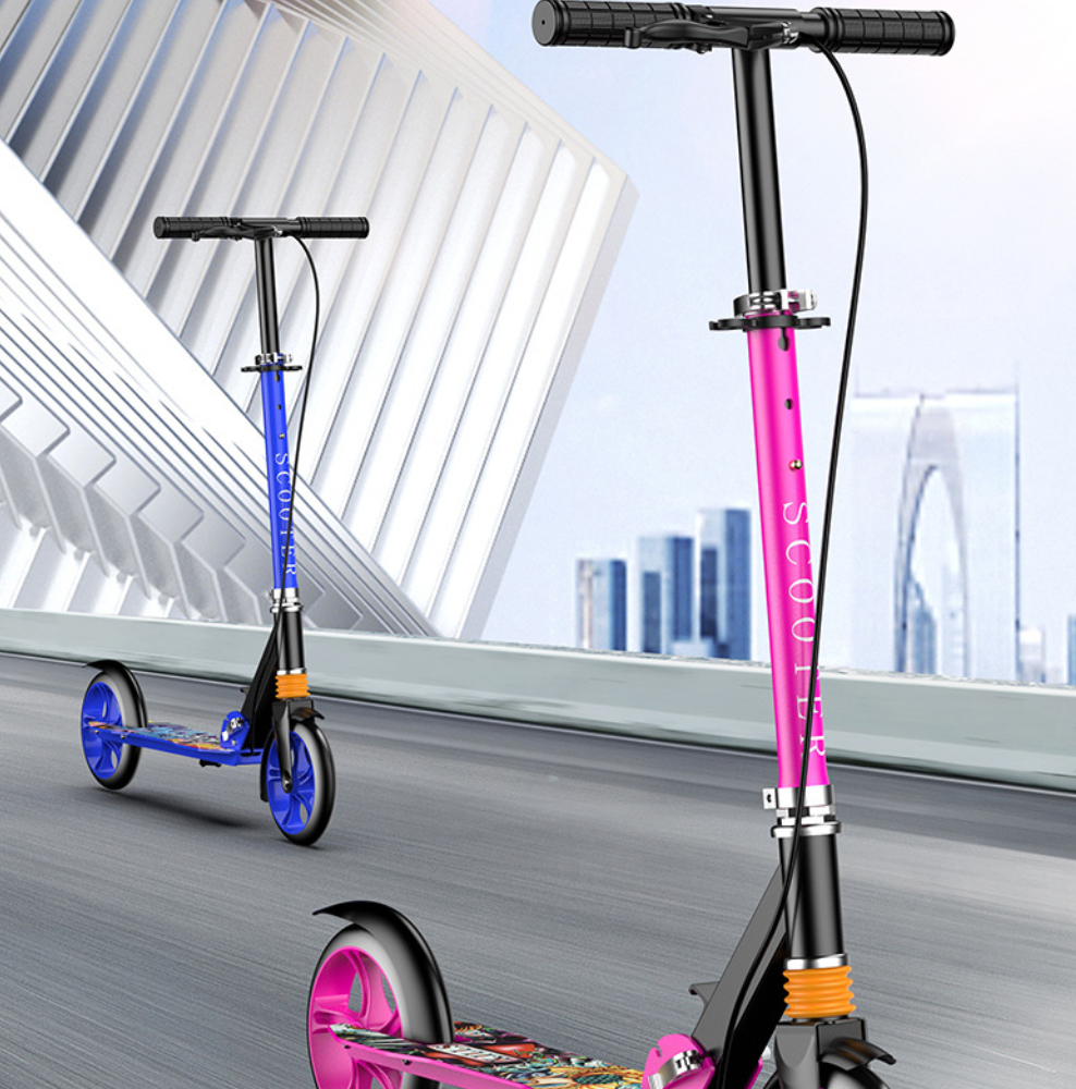 Wholesale Cross-border Iron Student Scooter 2-Wheel Lightweight 5kg Folding Portable Shock Absorption Handbrake for E-commerce