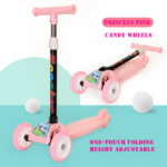 ECOFLY Foldable 3-Wheel Kids Kick Scooter - Pink Balance Training Toy