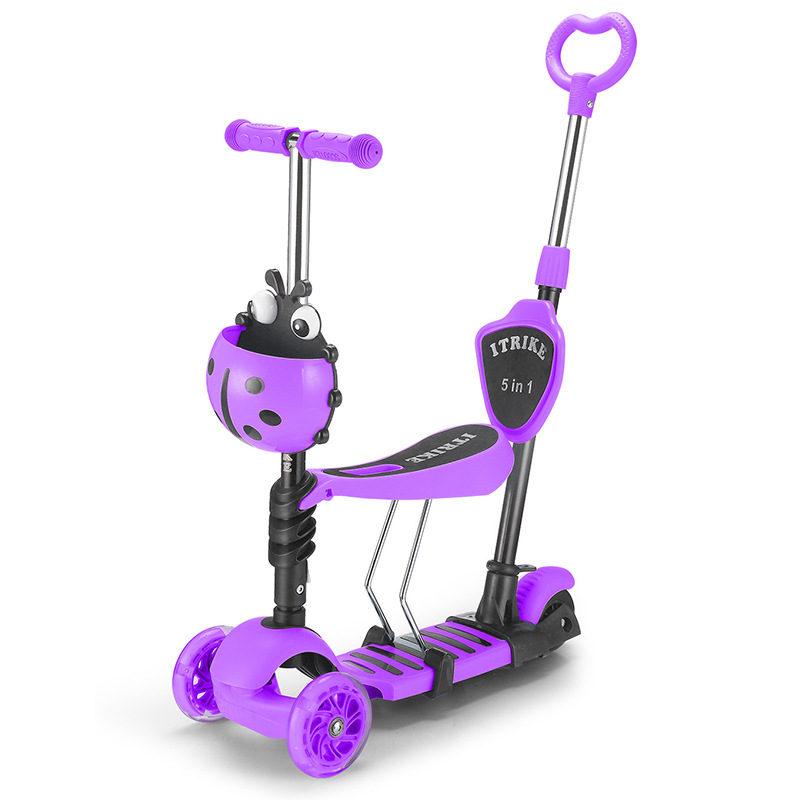 Height-Adjustable Mobility Scooter, Mihao Kids Push-and-Ride Tricycle Iron Frame with Lights Factory Supply