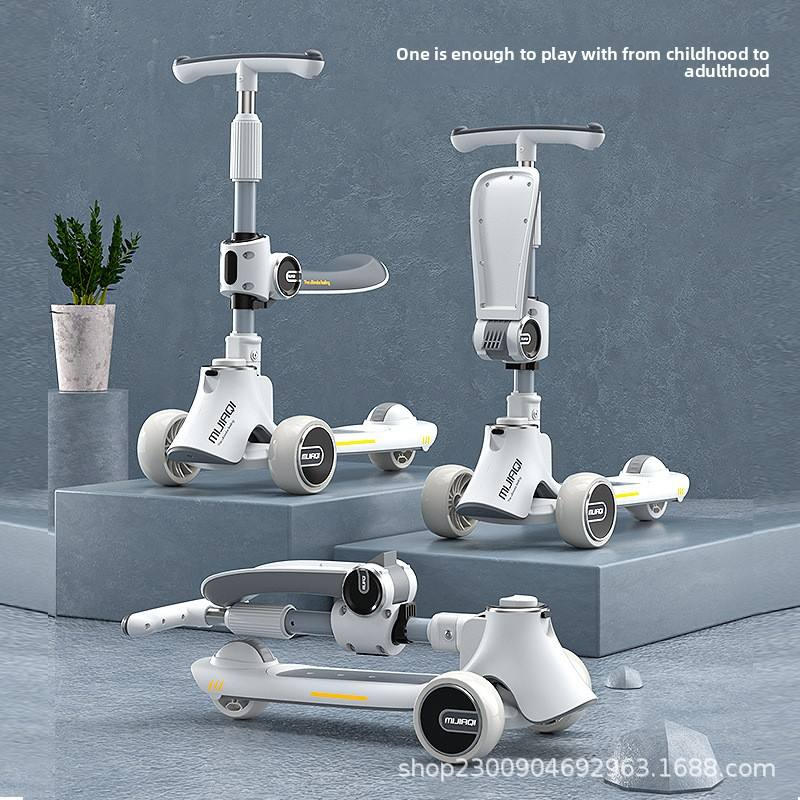 Outdoor Play Wholesale New Plastic Scooter Tricycle Model 008 Three-in-One Folding Scooter Seat Included Can Sit Slide 14 Years