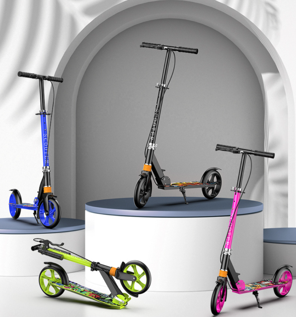Premium Cross-border Iron Student Scooter 2-Wheel Folding Portable Shock Absorption Handbrake 5kg for E-commerce