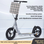 Two-Wheel Kick Scooter Iron Frame Foldable, New Push-Along Type for Adult Student Campus Daily Commute