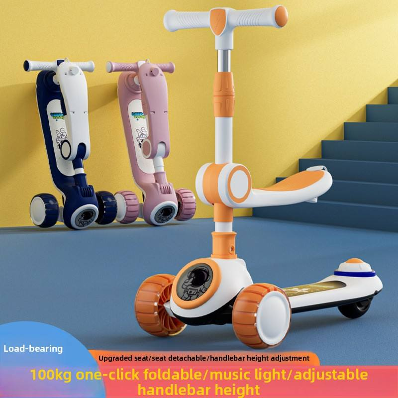 3-in-1 Foldable Plastic Kids Tricycle with Universal Design for 6-14 Year Olds