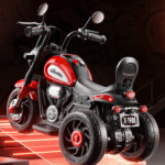 Ecofly Red Plastic Electric Ride-on Rechargeable Dual-drive Tricycle Motorcycle for 2-8 Year Old Kids Indoor/Outdoor Use