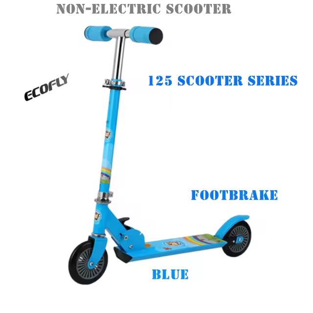 Blue Foldable Iron Steel 2-Wheel Kids Scooter 125 SERIES 2 Portable Outdoor Riding Scooter for Children